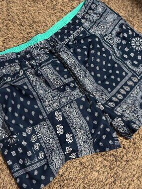 Men's blue and nary swim-briefs-shorts